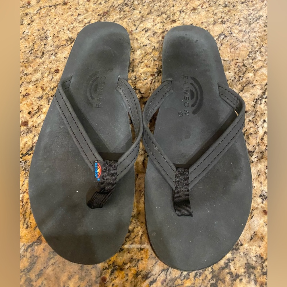 Rainbow flip flops